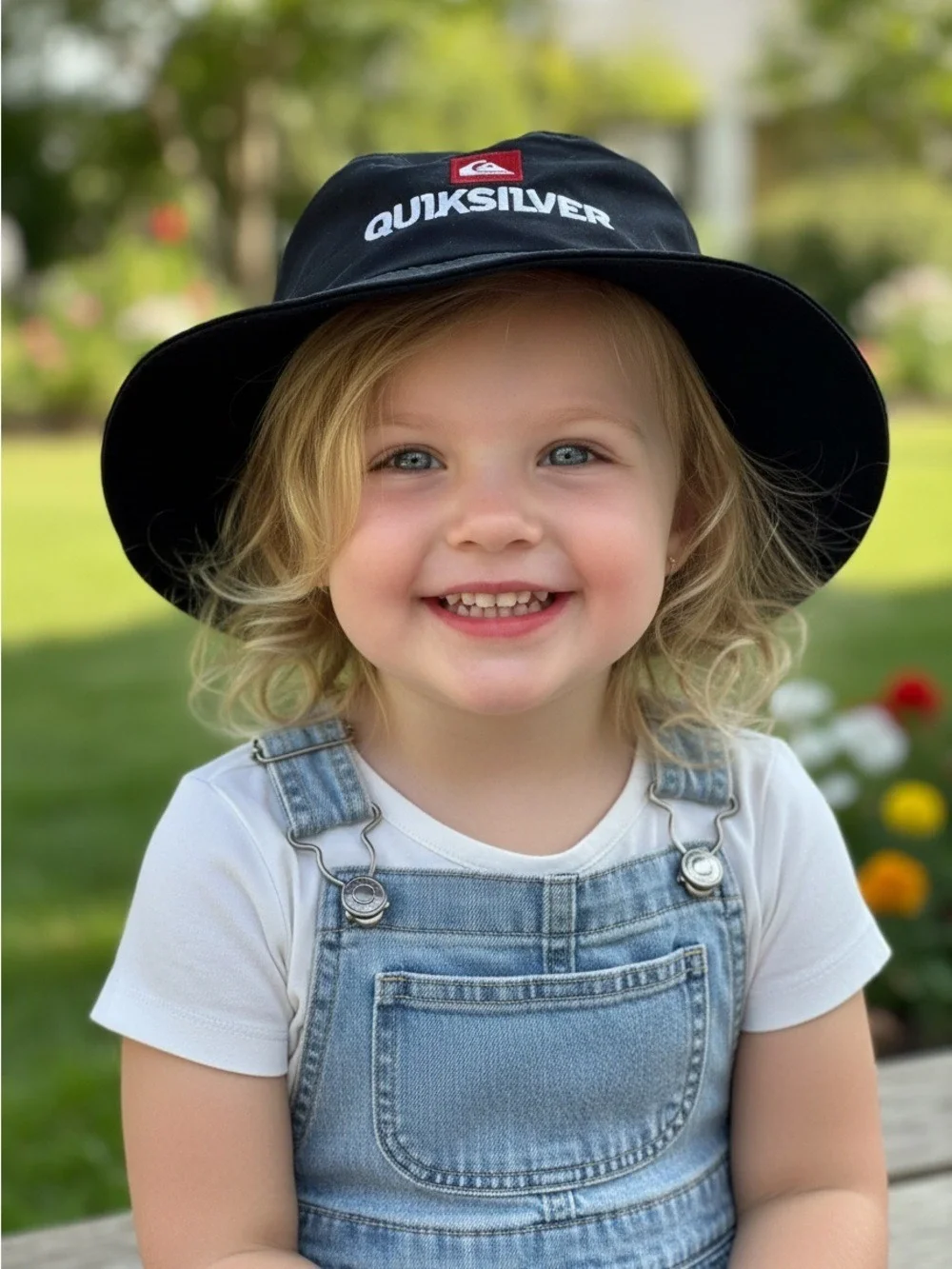Quiksilver Kids Black Bucket Hat Red Patch 4-6 Years
